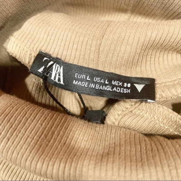 Zara Women’s Tan High Collar Rib Dress - Picture 6 of 6